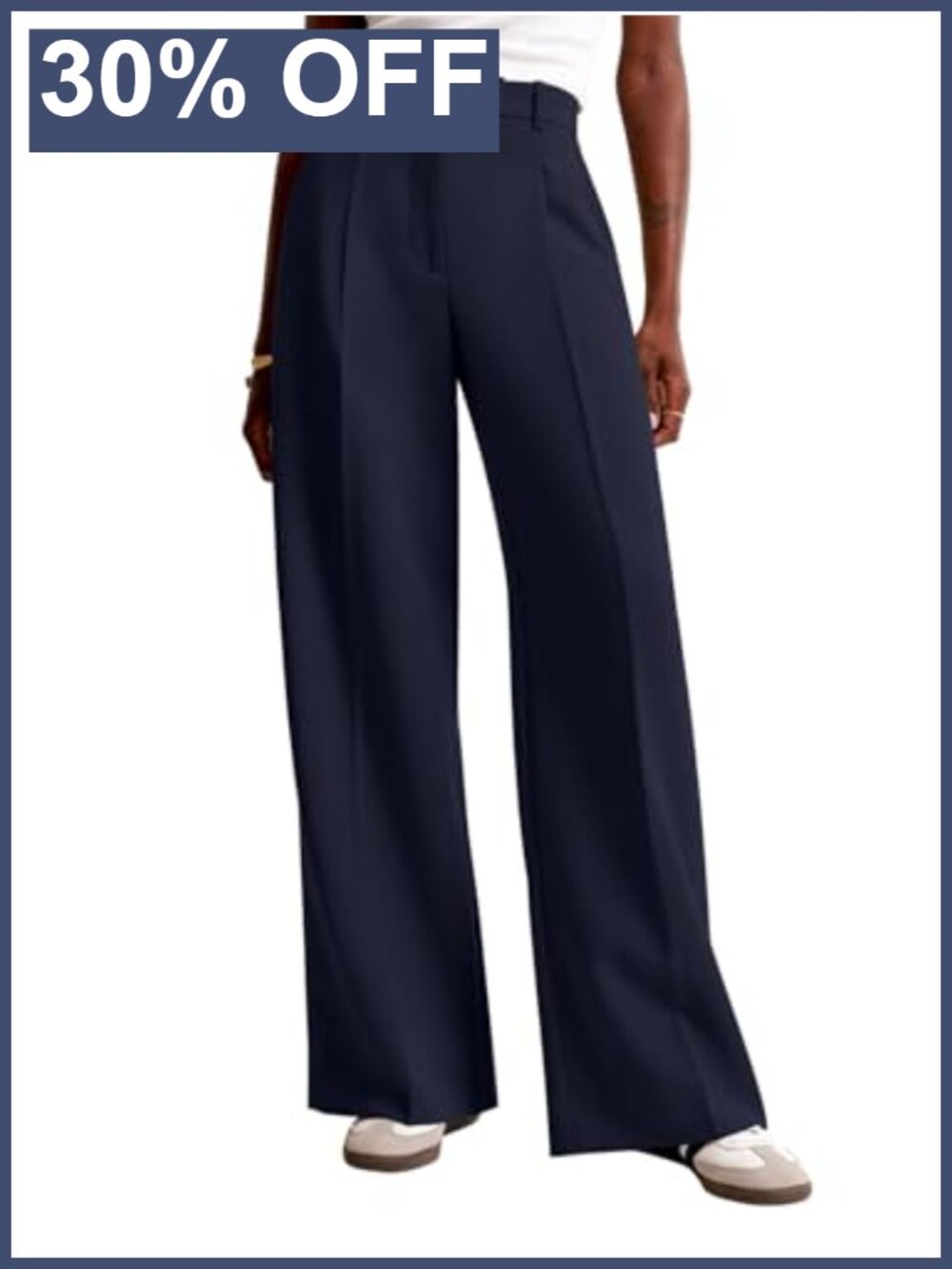 Women Wide Leg High Waisted Dress Trousers with Pockets Work Pants